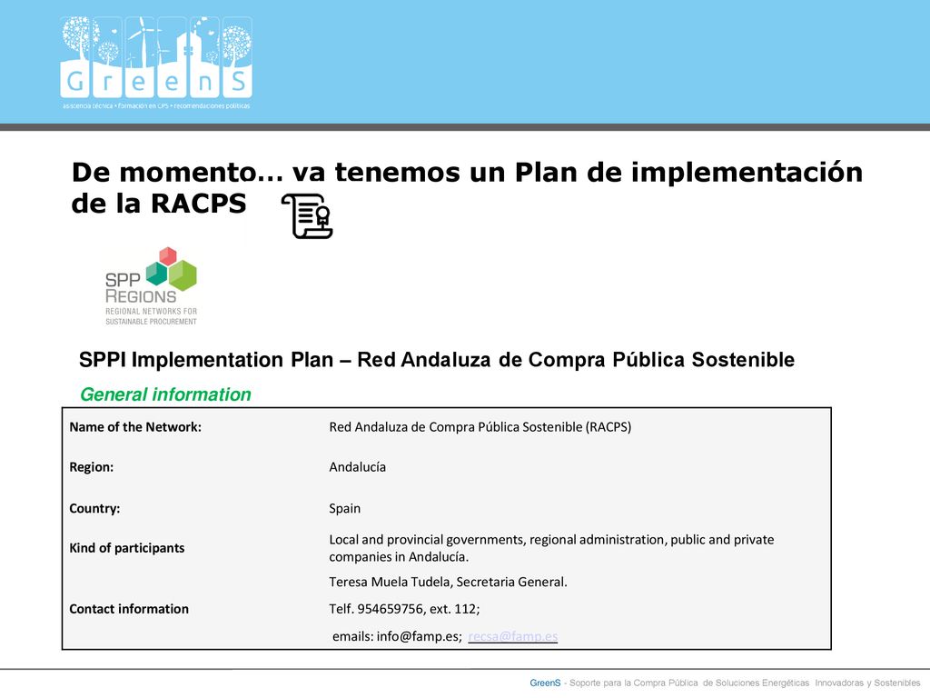 De momento… ya tenemos un Plan de implementación de la RACPS.