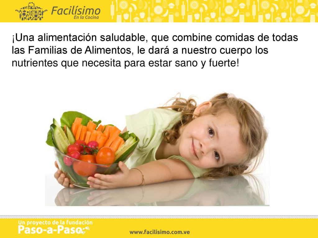 ¡Una alimentación saludable, que combine comidas de todas las Familias de Alimentos, le dará a nuestro cuerpo los nutrientes que necesita para estar sano y fuerte!