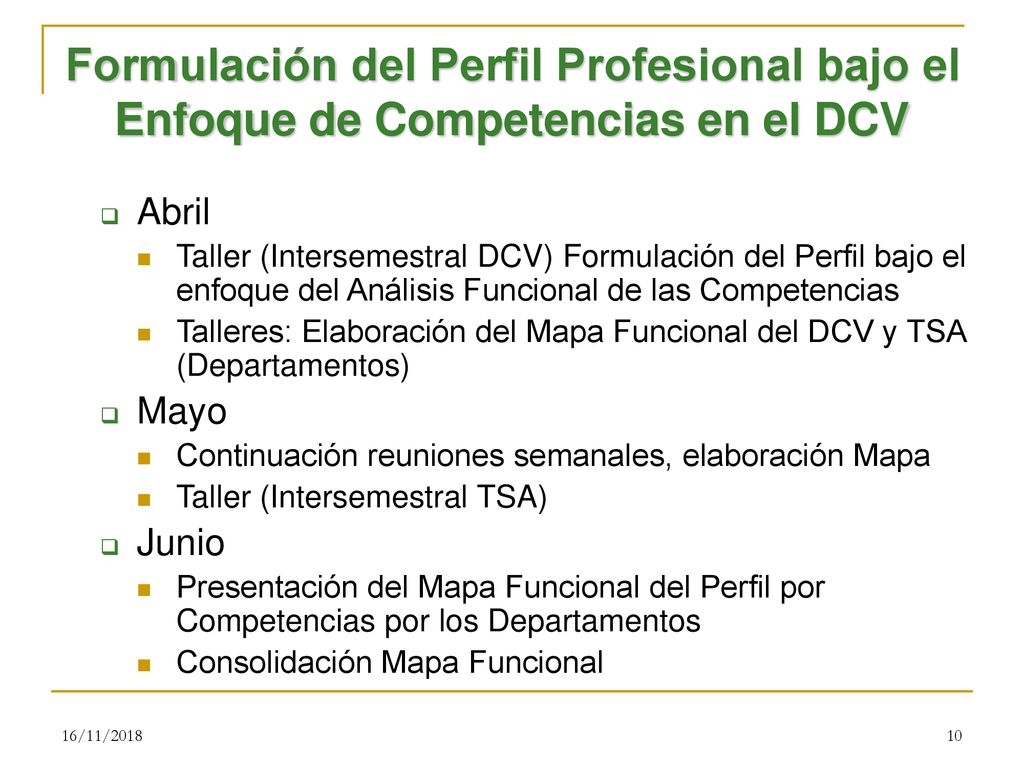 Formulación del Perfil Profesional bajo el Enfoque de Competencias en el DCV