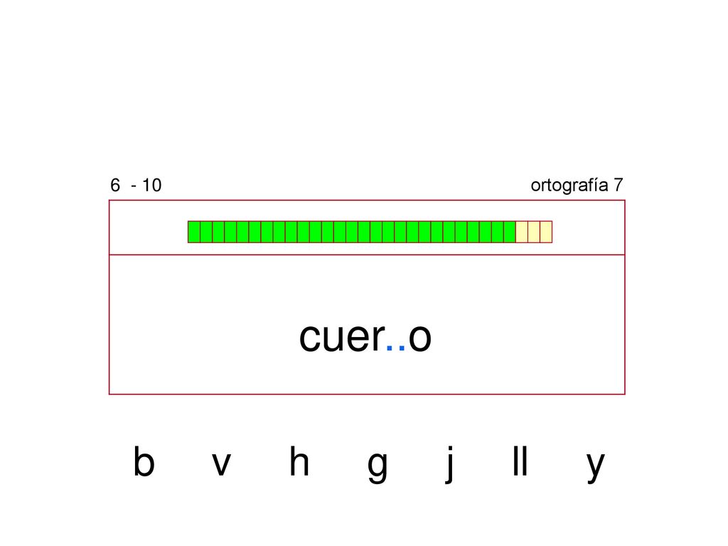 ortografía 7 cuer..o b v h g j ll y