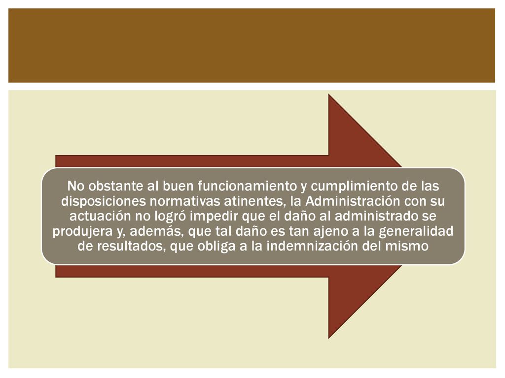 No obstante al buen funcionamiento y cumplimiento de las disposiciones normativas atinentes, la Administración con su actuación no logró impedir que el daño al administrado se produjera y, además, que tal daño es tan ajeno a la generalidad de resultados, que obliga a la indemnización del mismo