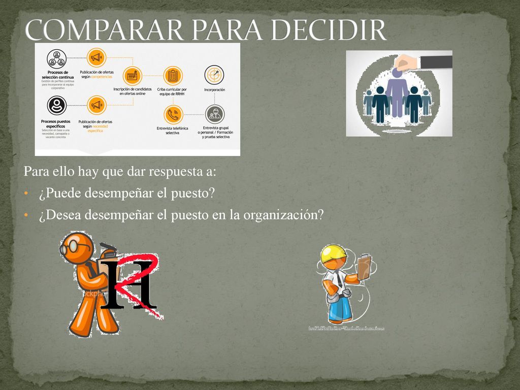 COMPARAR PARA DECIDIR Para ello hay que dar respuesta a:
