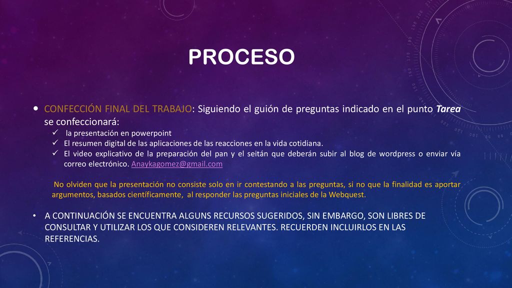 proceso CONFECCIÓN FINAL DEL TRABAJO: Siguiendo el guión de preguntas indicado en el punto Tarea se confeccionará: