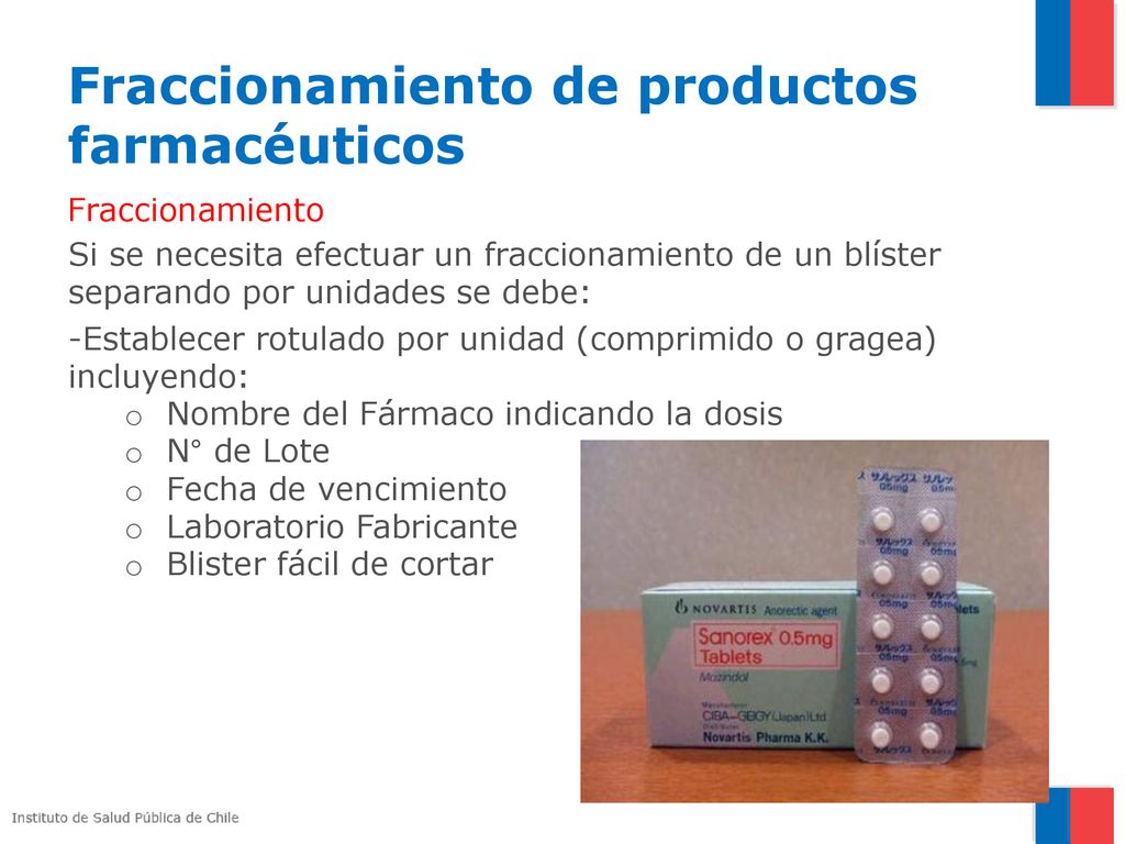 Fraccionamiento de productos farmacéuticos