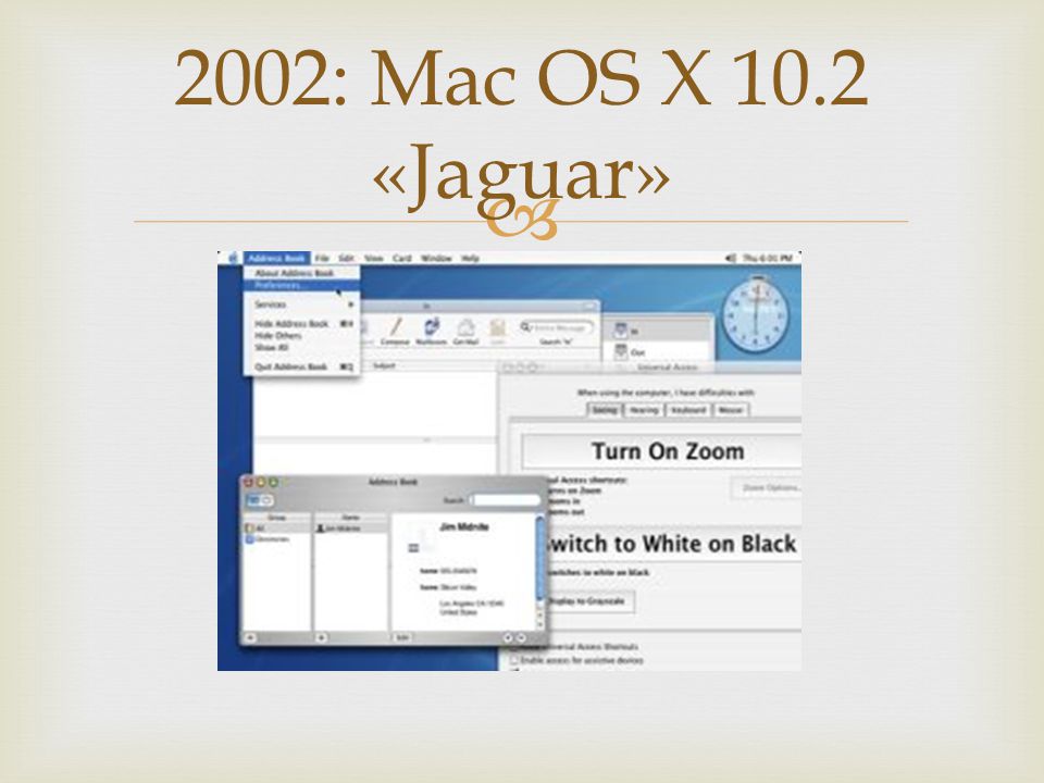 2002: Mac OS X 10.2 «Jaguar»