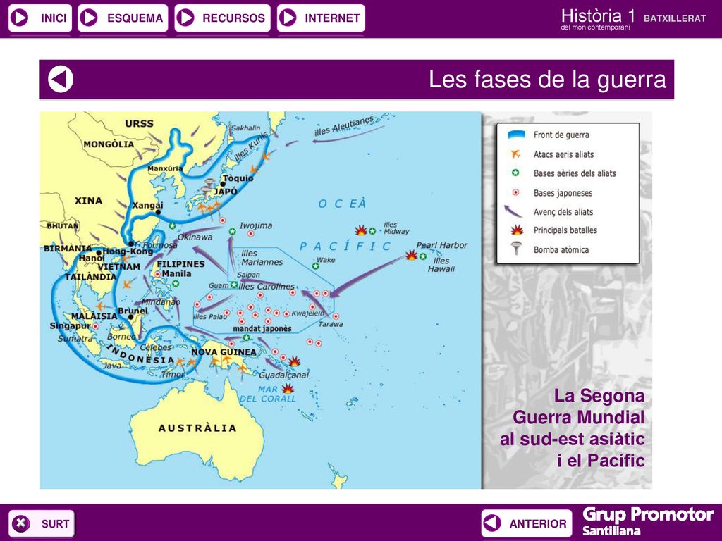 Les fases de la guerra La Segona Guerra Mundial al sud-est asiàtic i el Pacífic