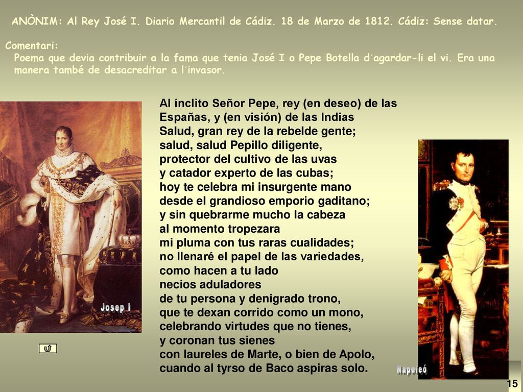 Al ínclito Señor Pepe, rey (en deseo) de las