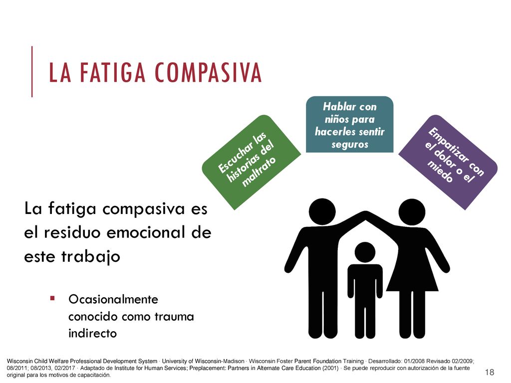 La fatiga compasiva Escuchar las historias del maltrato. Hablar con niños para hacerles sentir seguros.