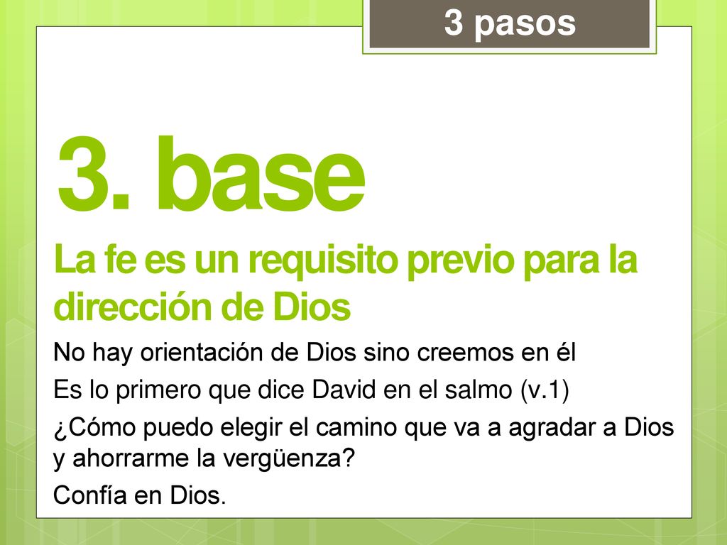 3. base La fe es un requisito previo para la dirección de Dios 3 pasos