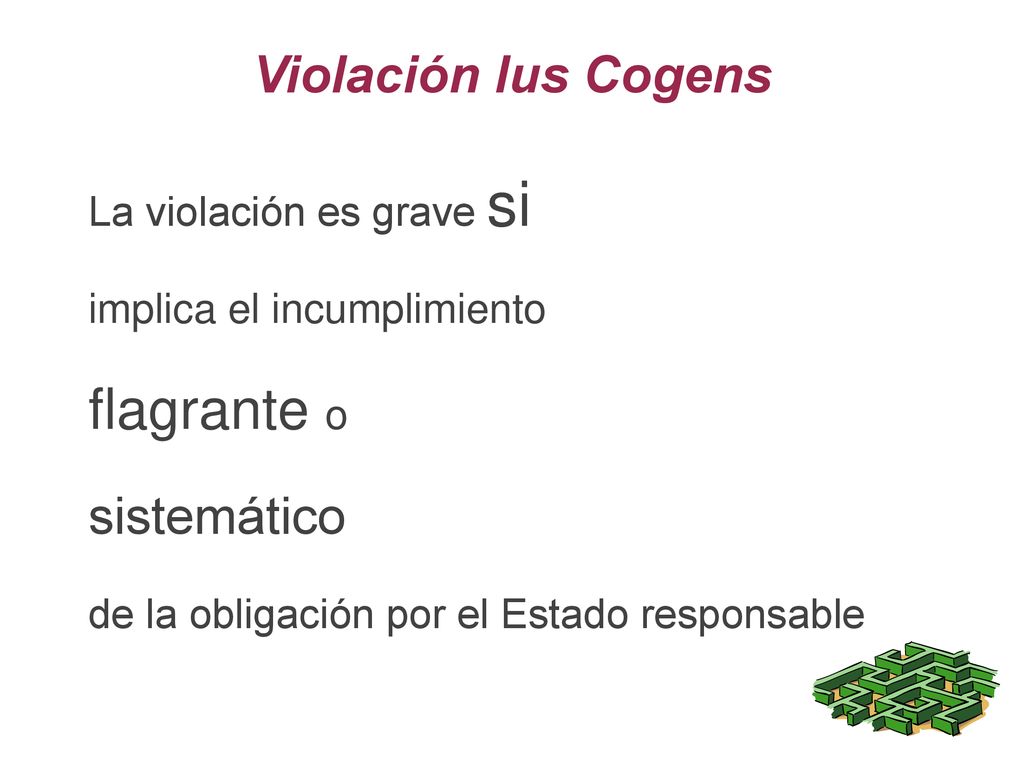flagrante o Violación Ius Cogens sistemático La violación es grave si
