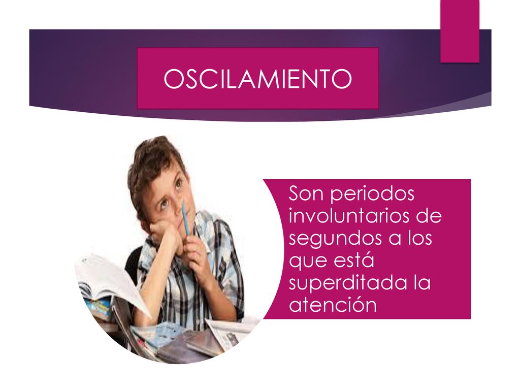 OSCILAMIENTO Son periodos involuntarios de segundos a los que está superditada la atención