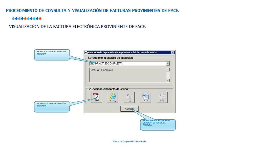 PROCEDIMIENTO DE CONSULTA Y VISUALIZACIÓN DE FACTURAS PROVINIENTES DE FACE.