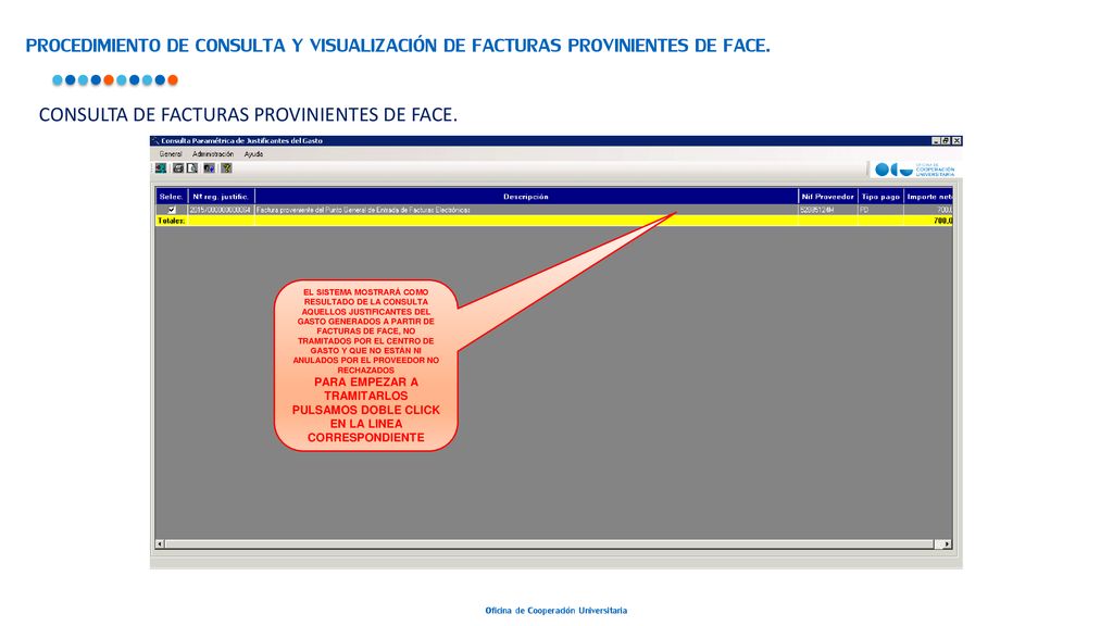 PROCEDIMIENTO DE CONSULTA Y VISUALIZACIÓN DE FACTURAS PROVINIENTES DE FACE.