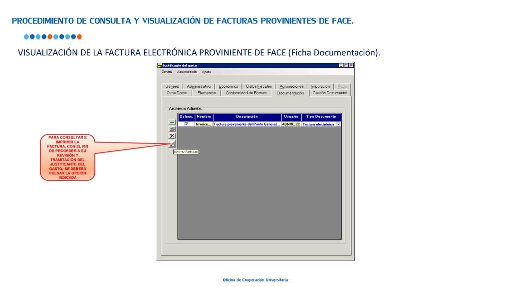 PROCEDIMIENTO DE CONSULTA Y VISUALIZACIÓN DE FACTURAS PROVINIENTES DE FACE.