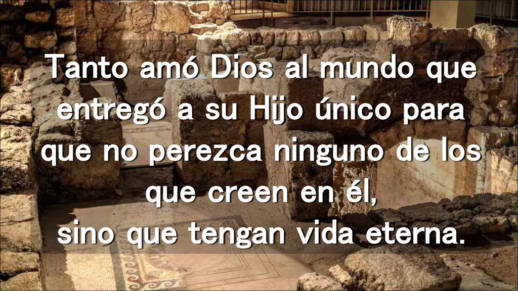 Tanto amó Dios al mundo que entregó a su Hijo único para que no perezca ninguno de los que creen en él, sino que tengan vida eterna.