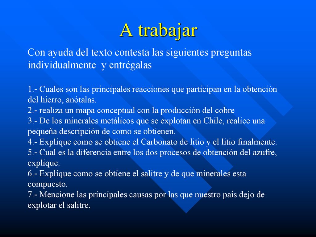 A trabajar Con ayuda del texto contesta las siguientes preguntas individualmente y entrégalas.