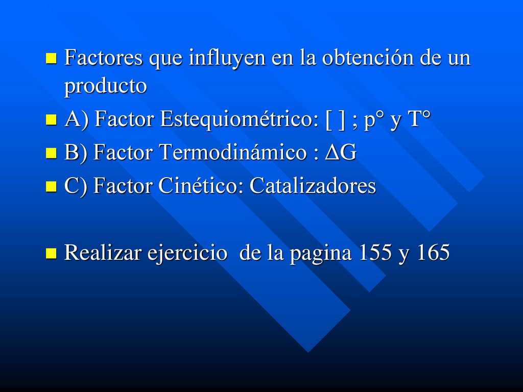 Factores que influyen en la obtención de un producto