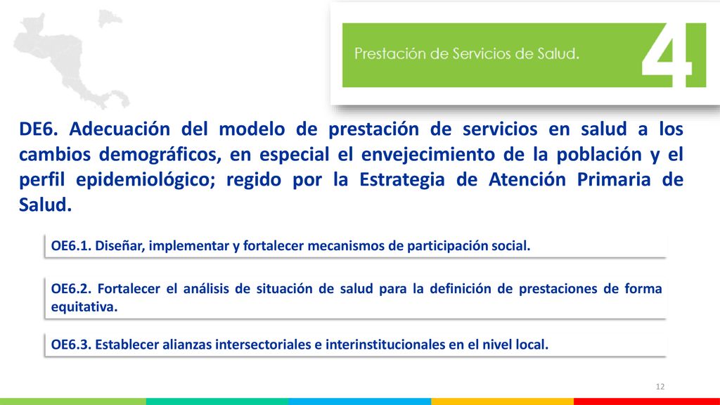 DE6. Adecuación del modelo de prestación de servicios en salud a los cambios demográficos, en especial el envejecimiento de la población y el perfil epidemiológico; regido por la Estrategia de Atención Primaria de Salud.