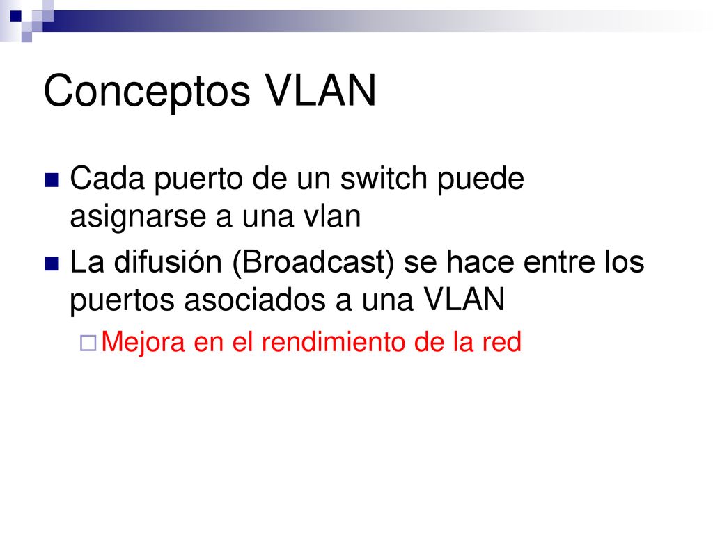 Conceptos VLAN Cada puerto de un switch puede asignarse a una vlan