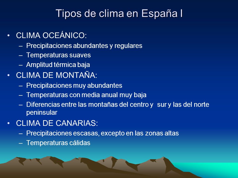 Tipos de clima en España I