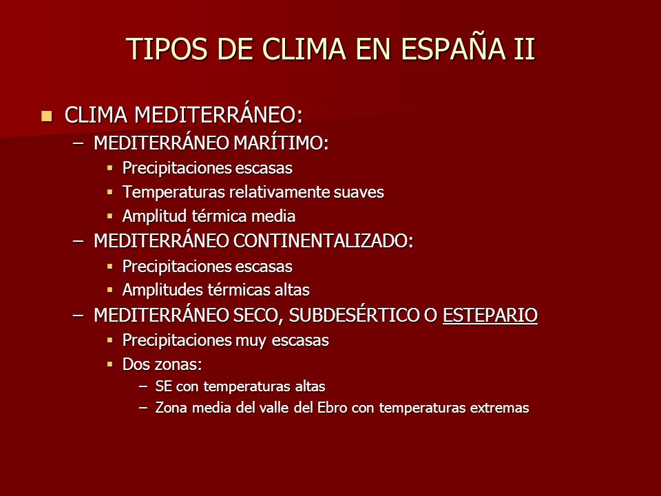 TIPOS DE CLIMA EN ESPAÑA II
