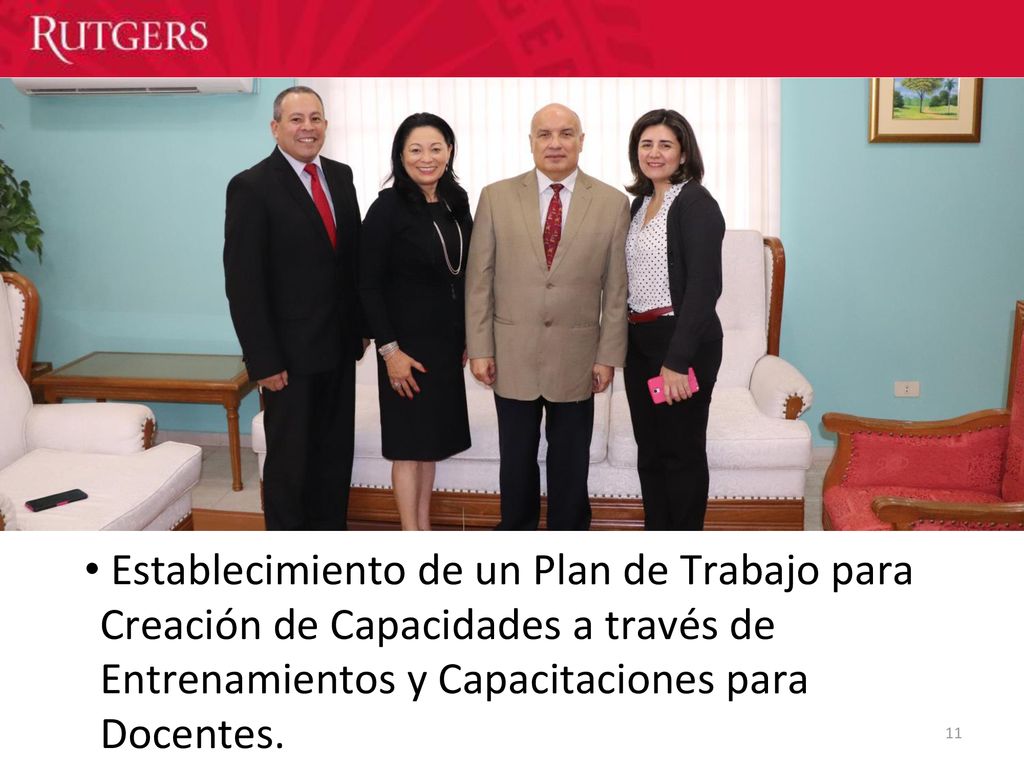 Establecimiento de un Plan de Trabajo para Creación de Capacidades a través de Entrenamientos y Capacitaciones para Docentes.