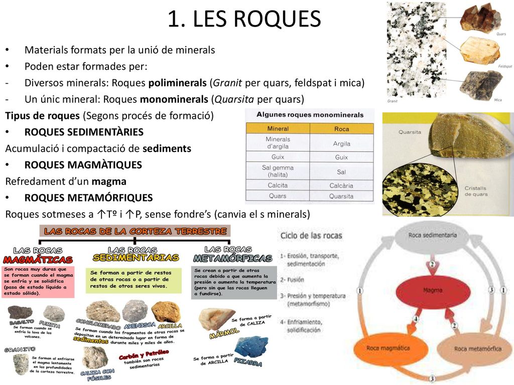 1. LES ROQUES Materials formats per la unió de minerals