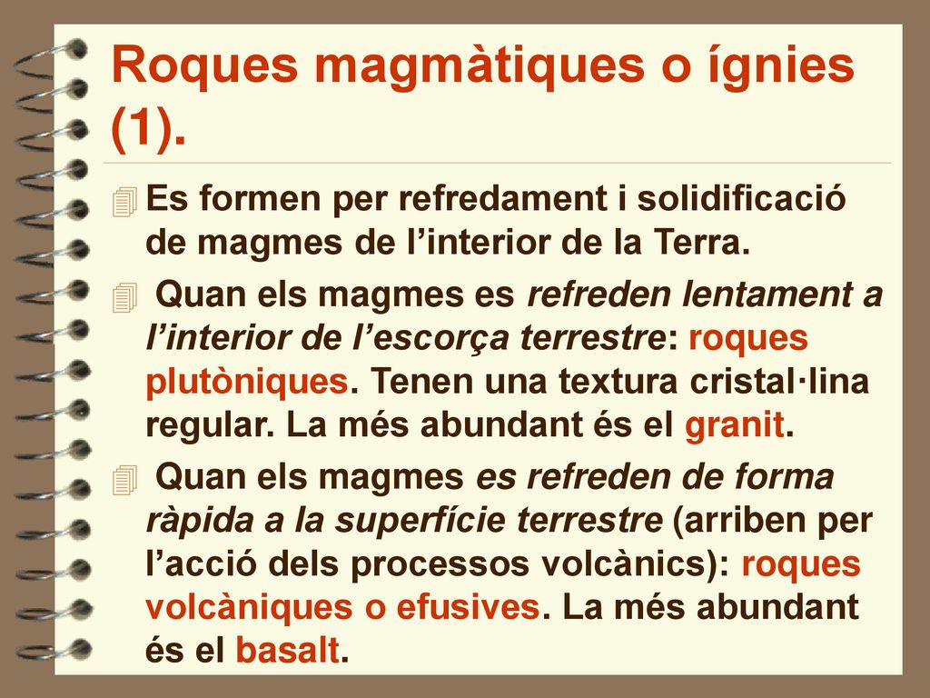 Roques magmàtiques o ígnies (1).