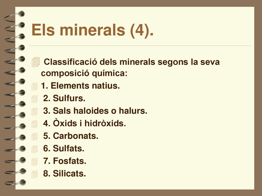 Els minerals (4). Classificació dels minerals segons la seva composició química: 1. Elements natius.