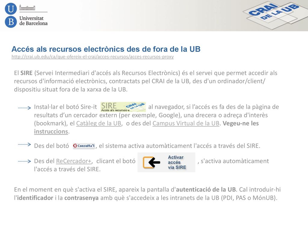 Accés als recursos electrònics des de fora de la UB