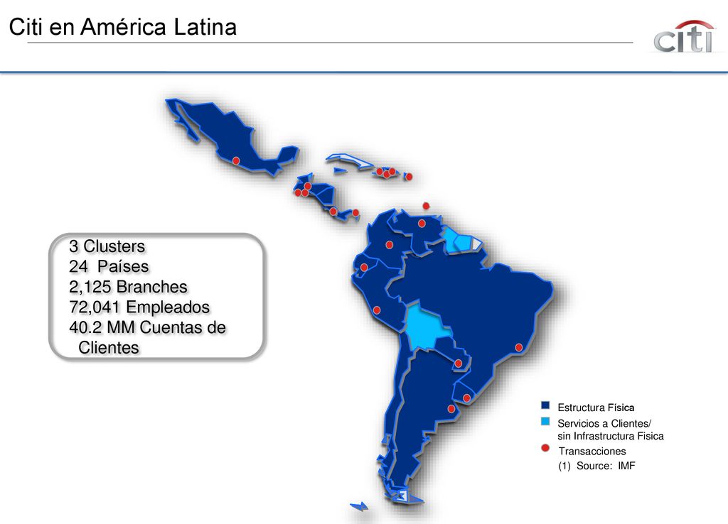 Citi en América Latina 3 Clusters 24 Países 2,125 Branches