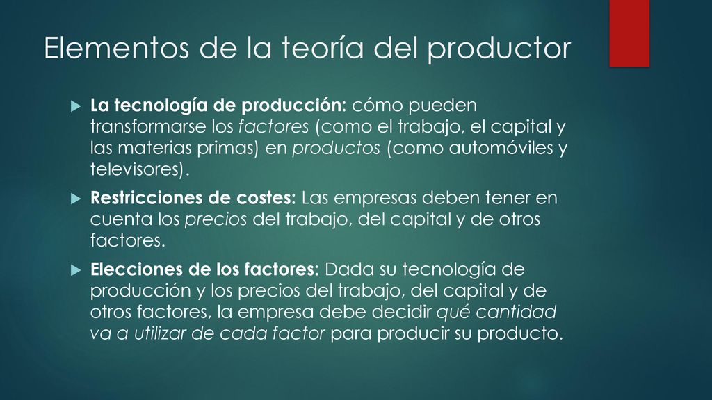 Elementos de la teoría del productor