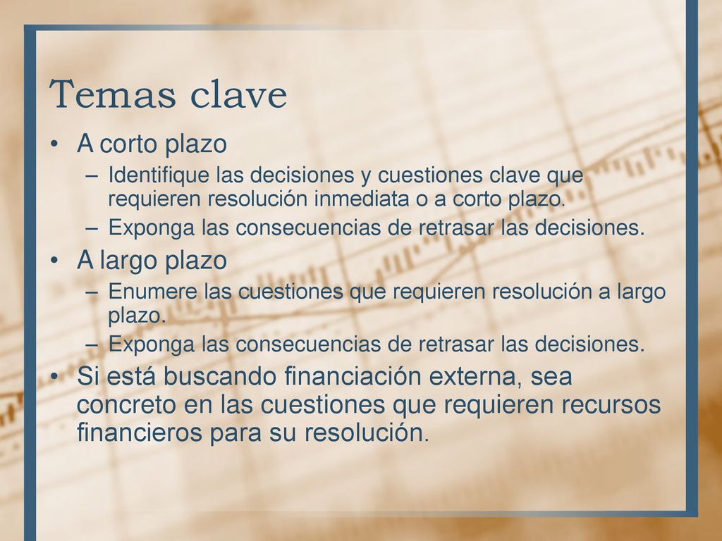 Temas clave A corto plazo A largo plazo