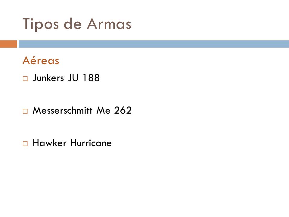 Tipos de Armas Aéreas Junkers JU 188 Messerschmitt Me 262