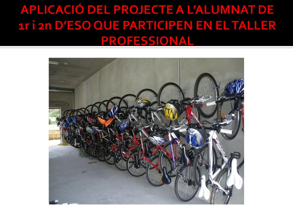 APLICACIÓ DEL PROJECTE A L’ALUMNAT DE 1r i 2n D’ESO QUE PARTICIPEN EN EL TALLER PROFESSIONAL