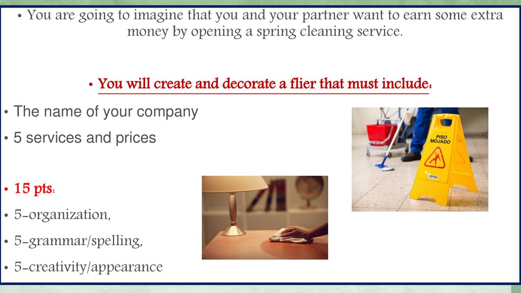 You will create and decorate a flier that must include: