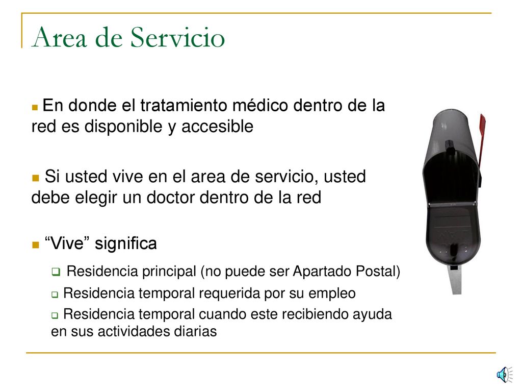 Area de Servicio Residencia principal (no puede ser Apartado Postal)