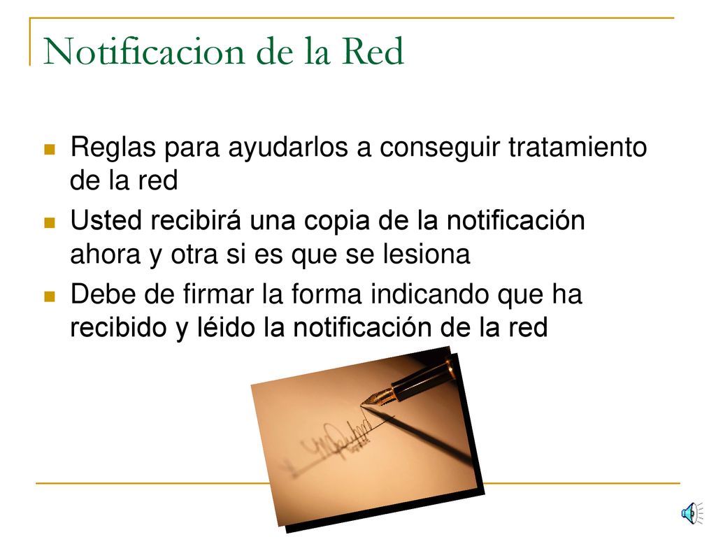 Notificacion de la Red Reglas para ayudarlos a conseguir tratamiento de la red.