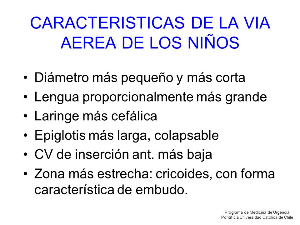CARACTERISTICAS DE LA VIA AEREA DE LOS NIÑOS