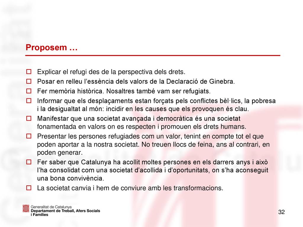Proposem … Explicar el refugi des de la perspectiva dels drets.