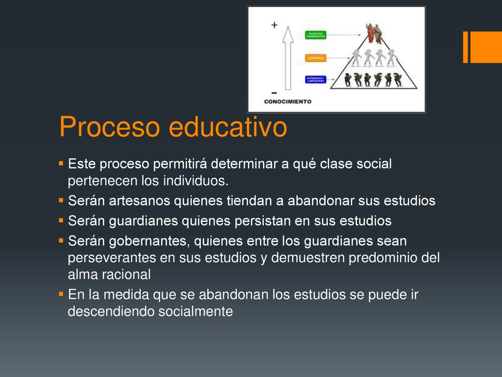 Proceso educativo Este proceso permitirá determinar a qué clase social pertenecen los individuos.