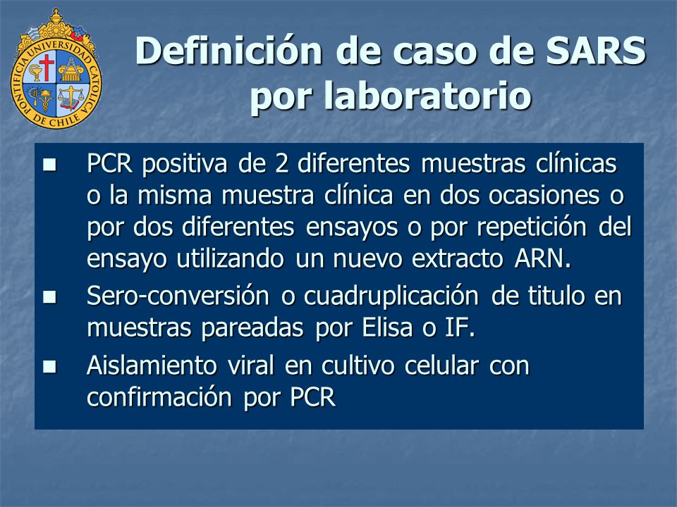 Definición de caso de SARS por laboratorio