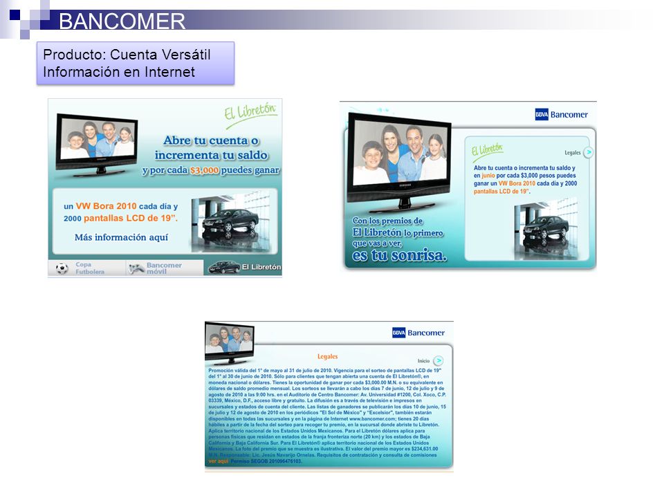 BANCOMER Producto: Cuenta Versátil Información en Internet