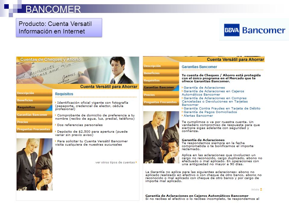 BANCOMER Producto: Cuenta Versatil Información en Internet