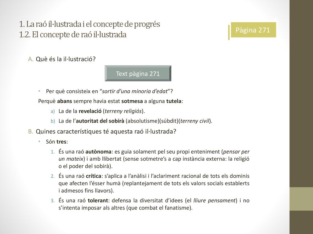 1. La raó il·lustrada i el concepte de progrés 1. 2