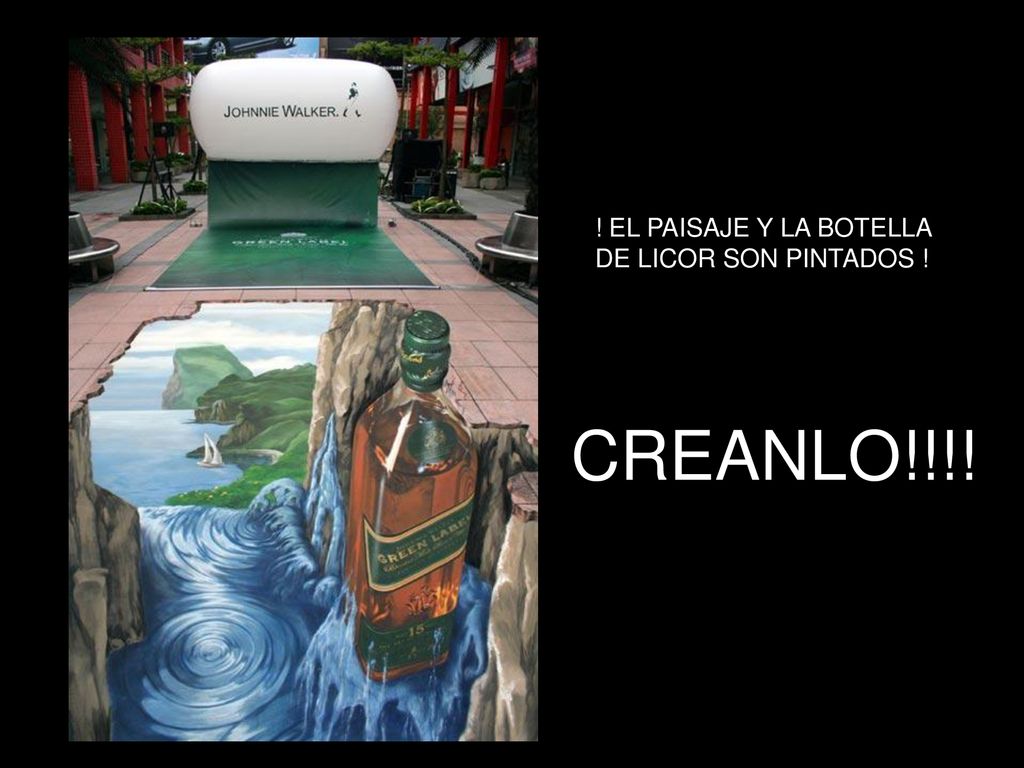 ! EL PAISAJE Y LA BOTELLA DE LICOR SON PINTADOS ! CREANLO!!!!
