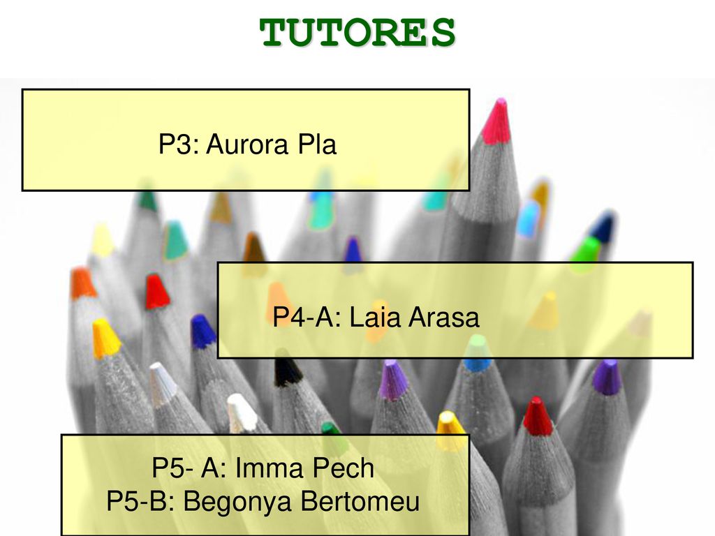 TUTORES P3: Aurora Pla P4-A: Laia Arasa P5- A: Imma Pech