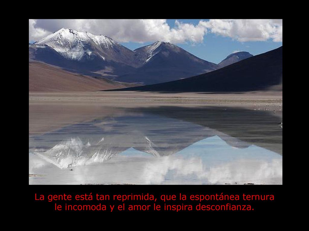 La gente está tan reprimida, que la espontánea ternura le incomoda y el amor le inspira desconfianza.