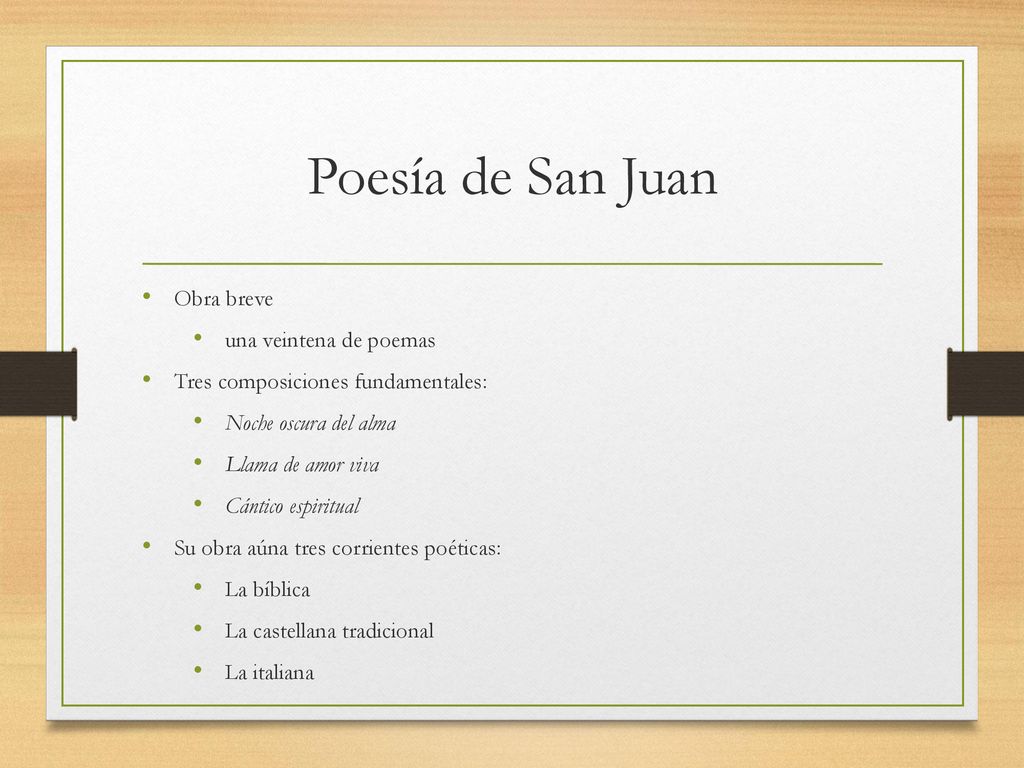 Poesía de San Juan Obra breve una veintena de poemas
