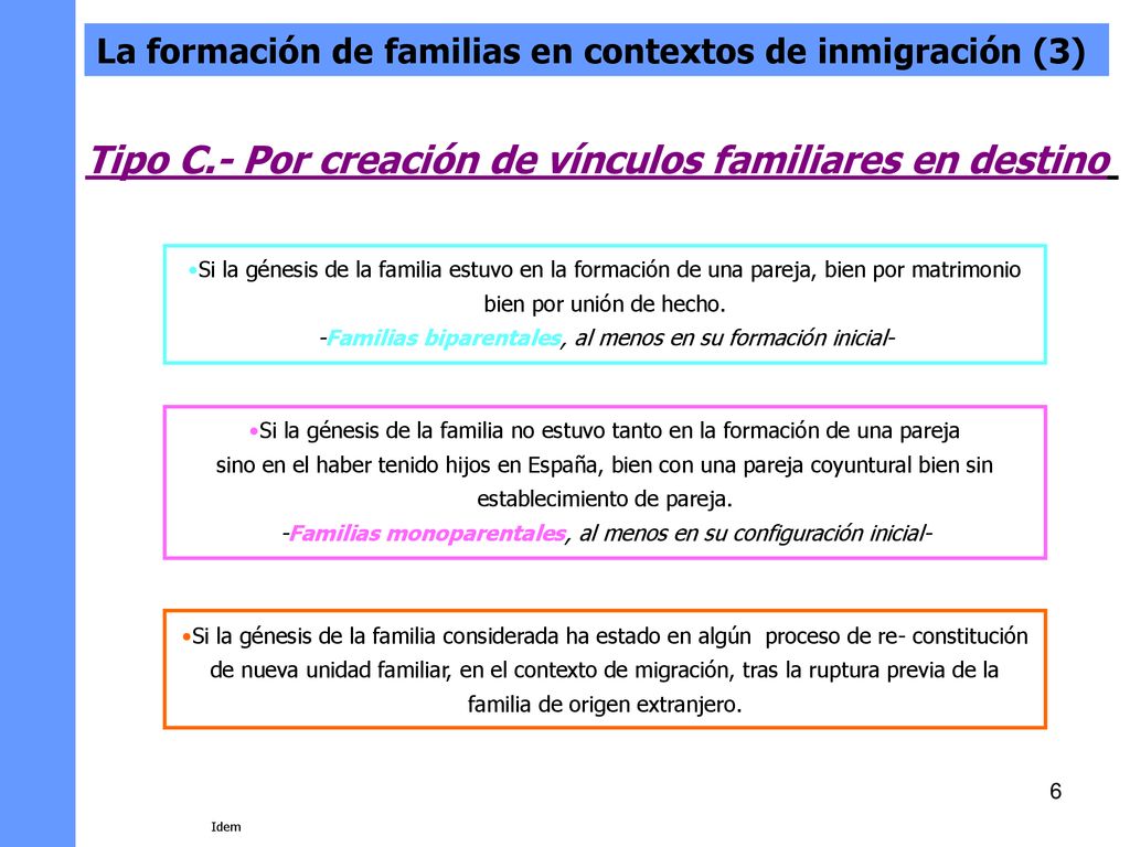 Tipo C.- Por creación de vínculos familiares en destino